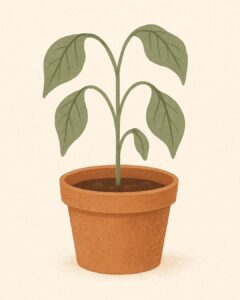 planta algo mustia en maceta